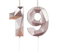 Yiran 19th Birthday Candles, Number 19 Candle for Her, Rose Gold Candles, Birthday Candle for Cake, Happy Birthday Candle, Cake Candles Cake Topper Decorations for Birthday Party Wedding Anniversary
