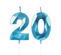 Yiran 20th Birthday Candles,Number 20 Candle,Blue Candles,Birthday Candle for Cake,Happy Birthday Candle,Cake Candles Cake Topper Decorations for Boys Men Birthday Party Wedding Anniversary Supplies