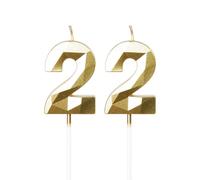 Yiran 22nd Birthday Candles, Gold Number 22 Happy Birthday Candles, Cake Topper Decorations for Birthday Party, Wedding Anniversary Celebration Supply