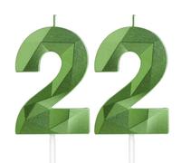 Yiran 22nd Birthday Candles, Green Number 22 Candle for Cake, Happy Birthday Candles, Green Cake Topper Decorations for Birthday Party Baby Shower Wedding Anniversary