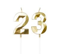 Yiran 23rd Birthday Candles, Gold Number 23rd Happy Birthday Candles, Cake Topper Decorations for Birthday Party, Wedding Anniversary Celebration Supply