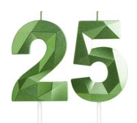 Yiran 25th Birthday Candles, Green Number 25 Candle for Cake, Happy Birthday Candles, Green Cake Topper Decorations for Birthday Party Baby Shower Wedding Anniversary