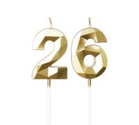 Yiran 26th Birthday Candles, Gold Number 26 Happy Birthday Candles, Cake Topper Decorations for Birthday Party, Wedding Anniversary Celebration Supply