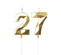 Yiran 27th Birthday Candles, Gold Number 27 Happy Birthday Candles, Cake Topper Decorations for Birthday Party, Wedding Anniversary Celebration Supply