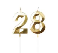 Yiran 28th Birthday Candles, Gold Number 28 Happy Birthday Candles, Cake Topper Decorations for Birthday Party, Wedding Anniversary Celebration Supply