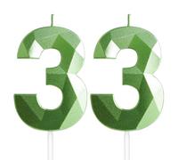 Yiran 33rd Birthday Candles, Green Number 33 Candle for Cake, Happy Birthday Candles, Green Cake Topper Decorations for Birthday Party Baby Shower Wedding Anniversary