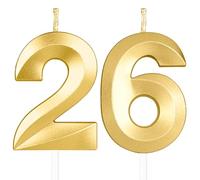 Yiran 3D Birthday Candles, Gold Candle Number 26th Candle, Birthday Candle for Cake, Boys Girls Cake Topper Birthday Candles Number 26 Birthday,Party Wedding Anniversary Celebration Supplies