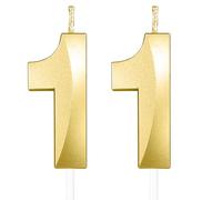 Yiran 3D Birthday Candles - Gold Number 11, Boys & Girls Cake Topper for Birthday, Party & Wedding Celebrations