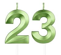 Yiran 3D Birthday Candles, Green Number 23th Candle, Boys Girls Men Women Cake Topper Birthday 23 Year Old Party Wedding Anniversary Celebration Supplies