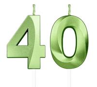 Yiran 3D Birthday Candles, Green Number 40th Candle, Boys Girls Men Women Cake Topper Birthday 40 Year Old Party Wedding Anniversary Celebration Supplies