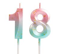 Yiran 3D Birthday Candles,Pink Blue Candle Number 18 Candle for Her, Birthday Candle for Cake,Boys Girls Cake Topper Birthday Candles Number 18 Birthday,Party Wedding Anniversary Celebration Supplies