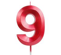 Yiran 3D Birthday Candles,Red Candle Number 9 Candle, Birthday Candle for Cake, Boys Girls Cake Topper Birthday Candles Number 9 Birthday,Party Men Women Wedding Anniversary Celebration Supplies