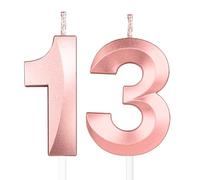Yiran 3D Birthday Candles, Rose Gold Candle Number 13th Candle for Her, Birthday Candle for Cake, Girls Cake Topper Birthday Candles Number 13 Birthday,Party Wedding Anniversary Celebration Supplies