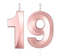 Yiran 3D Birthday Candles, Rose Gold Candle Number 19th Candle for Her, Birthday Candle for Cake, Girls Cake Topper Birthday Candles Number 19 Birthday,Party Wedding Anniversary Celebration Supplies