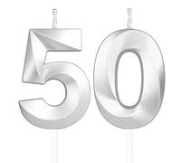 Yiran 3D Birthday Candles, Silvery Number 55th Candle, Boys Girls Men Women Cake Topper Birthday 55 Year Old Party Wedding Anniversary Celebration Supplies