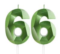 Yiran 66th Birthday Candles, Green Number 66 Candle for Cake, Happy Birthday Candles, Green Cake Topper Decorations for Birthday Party Baby Shower Wedding Anniversary