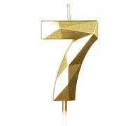 Yiran 7th Birthday Candles, Gold Number 7 Happy Birthday Candles, Cake Topper Decorations for Birthday Party, Wedding Anniversary Celebration Supply