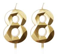 Yiran 88th Birthday Candles, Gold Number 88 Happy Birthday Candles, Cake Topper Decorations for Birthday Party, Wedding Anniversary Celebration Supply