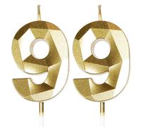 Yiran 99th Birthday Candles, Gold Number 99 Happy Birthday Candles, Cake Topper Decorations for Birthday Party, Wedding Anniversary Celebration Supply