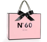 Yiran Birthday Gift Bag with Handles and Ribbon for Gift Wrapping, Pink and Black Large Handbag Paper Gift Bags, 60th Womens Birthday Party Decorations