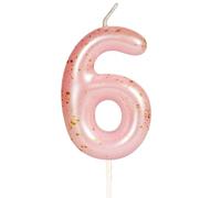 Yiran Birthday Number 6th Letter Candle, Pink Gold Happy Birthday Candles 6 Age for Cake Topper Birthday Candles Decoration for Baby Girls Birthday Parties Wedding Anniversary (Pink Gold 6)