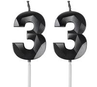 Yiran Black 33rd Birthday Candles, Black Number 33 Happy Birthday Candles, Cake Topper Decorations for Birthday Party, Wedding Anniversary Celebration Supply