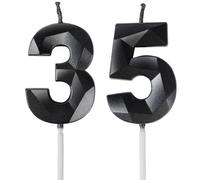 Yiran Black 35th Birthday Candles, Black Number 35 Happy Birthday Candles, Cake Topper Decorations for Birthday Party, Wedding Anniversary Celebration Supply