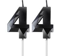 Yiran Black 44th Birthday Candles, Black Number 44 Happy Birthday Candles, Cake Topper Decorations for Birthday Party, Wedding Anniversary Celebration Supply