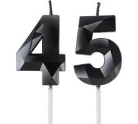 Yiran Black 45th Birthday Candles, Black Number 45 Happy Birthday Candles, Cake Topper Decorations for Birthday Party, Wedding Anniversary Celebration Supply