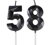 Yiran Black 58th Birthday Candles, Black Number 58 Happy Birthday Candles, Cake Topper Decorations for Birthday Party, Wedding Anniversary Celebration Supply