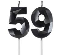 Yiran Black 59th Birthday Candles, Black Number 59 Happy Birthday Candles, Cake Topper Decorations for Birthday Party, Wedding Anniversary Celebration Supply