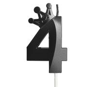 Yiran Black Crown Number 4 Birthday Candle - Elegant 4th Birthday Candles Cake Topper Decoration, 4 Candle for Cake Decor, Perfect for Boy Girl Black Birthday Decoration Party Supplies, Baby Showers