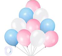 Yiran Blue Pink White Balloons - Pack of 30 Latex 12" Inch Balloons with 1pc Ribbon for Birthday Parties, Weddings, Anniversaries and Celebrations Party Decorations