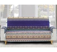 Yiran Blue Purple Boho Couch Cover Mandala Stripe Furniture Protector with Elastic Straps Bohemian Soft Microfiber Sofa Cover Slipcover for Kids Dogs Pets,3 Seater (Sitting Area 66 inch)