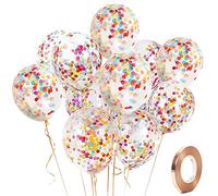 Yiran Colorful Confetti Balloons - Pack of 12 Latex 12" Inch with 1pc Balloon Spare and 1pc Ribbon, Decorations for Birthday Parties, Weddings, Anniversaries and Celebrations