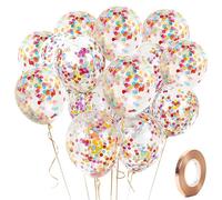 Yiran Colorful Confetti Balloons - Pack of 18 Latex 12" Inch with 1pc Balloon Spare and 1pc Ribbon, Decorations for Birthday Parties, Weddings, Anniversaries and Celebrations