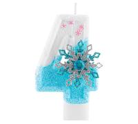 Yiran Frozen 4 Birthday Candle for Girls - Number 4 Candle with Sparkles, Blue Frozen Theme with Glitter & Dazzling Snowflake Decor - 4th Birthday Cake Topper Candle, Perfect for 4th Birthday Cakes!