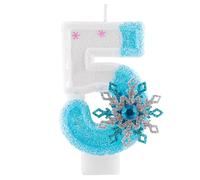 Yiran Frozen 5 Birthday Candle for Girls - Number 5 Candle with Sparkles, Blue Frozen Theme with Glitter & Dazzling Snowflake Decor - 5th Birthday Cake Topper Candle, Perfect for 5th Birthday Cakes!