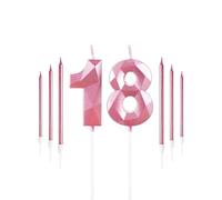 Yiran Girls Pink 18th Birthday Candles Set, Number 18 Candle with Long Candles, Birthday Candles for Cake, Cake Topper Decorations for Birthday Party and Wedding