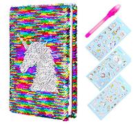 Yiran Girls Secret Diary Sequin Unicorn Diary & Magic Pen with Unicorn Stickers for Girl Children Secret Keeper Private Journal Great Christmas Birthday Gifts For Girls Age 5 6 7 8 9 10 years old