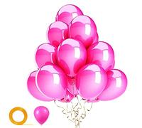 Yiran Hot Pink Balloons - Pack of 30 Latex 12" Inch with 1pc Balloon Spare and 1pc Ribbon, Decorations for Birthday Parties, Weddings, Anniversaries and Celebrations
