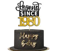 Yiran Legend Since 1980 Cake Topper,Personalised 45th Birthday Anniversary Decoration,Glitter Black Gold for Men Women Party Supplies Decoration