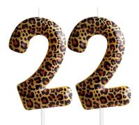 Yiran Leopard Print Birthday Candles Number 22, Realistic Leopard Printing Birthday Number Candles, Wild Onez Zoo Animals Themed Candle Cake for Boys and Girls Gifts Anniversary Party Supplies