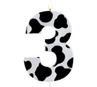 Yiran Metallic 3D Cow Birthday Candles,Holy Cow Happy 3rd Birthday Candle for Cake,Decorations Cow Farm Zoo Animal Themed One Birthday Party Baby Girls Boys Celebration Supplies