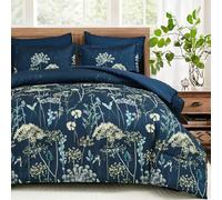 Yiran Navy Blue Floral Comforter Set King Size, 7 Piece Dandelion Botanical Spring Comforter Bedding Set, Bed in a Bag King, Soft Microfiber Complete Bedding Set with Sheets for All Season