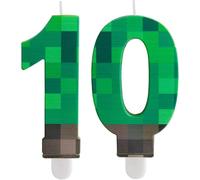 Yiran Numbe 10th Birthday Numbe Candles, Video Game Green Number 10 Candles,Cartoon Gaming Birthday Candle for Boys Girls Theme Party Supplies Decorations