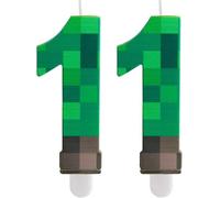 Yiran Numbe 11th Birthday Numbe Candles, Video Game Green Number 11 Candles,Cartoon Gaming Birthday Candle for Boys Girls Theme Party Supplies Decorations