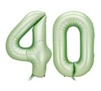 Yiran Number 40 Balloons Giant 32 Inch, Olive Green Foil Mylar Helium Balloons, 40th Birthday Decor for Women Birthday Party Anniversary Business Decorations Supplies
