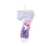 Yiran Personalised Butterfly Candles - 7th Birthday Cake Decoration, Purple Sequin