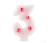 Yiran Pet 3rd Birthday Candle for Cats & Dogs - Fluffy White Number Candle with Paw Print - Cake Topper Decorations for Pet Themed Birthday Party, Anniversary, and Celebrations Supplies(Number 3)